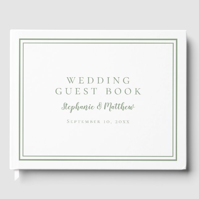 Visitas Livro de Presentes de Casamento Elegante Verde Sag (Frente)