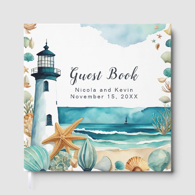 Visitas Livro de Presentes de Casamento Farol Náutico (Frente)