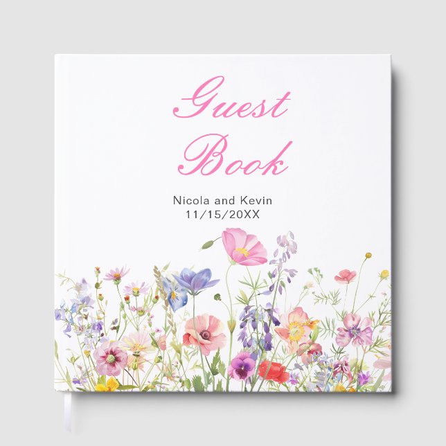 Visitas Livro de Presentes de Casamento Floral Primavera F (Frente)