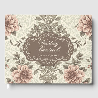 Visitas Livro de Presentes de Casamento Floral Rosa Elegan
