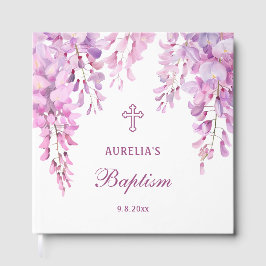 Visitas Livro de Registro de Batismo Elegante Wisteria Ros