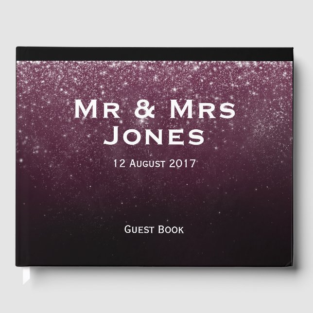 Visitas Livro de Registro de Casamento Burgundy Sparkle Mr (Frente)