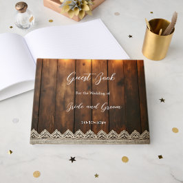 Visitas Livro de Registro de Casamento de Madeira Rústica