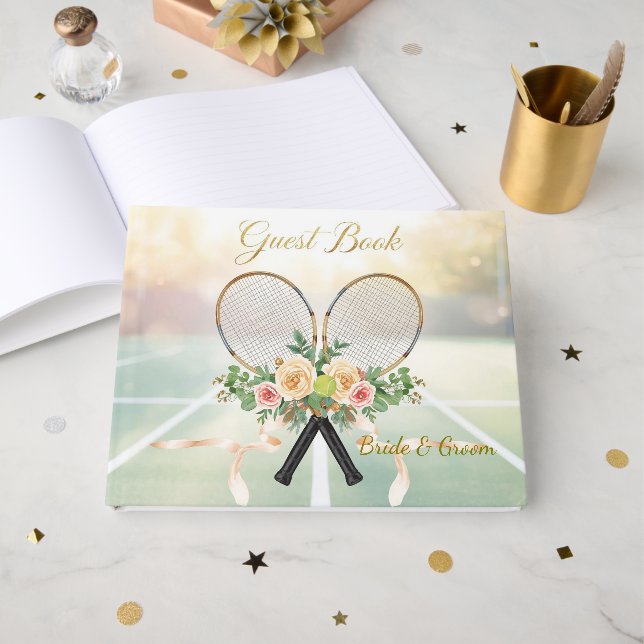 Visitas Livro de Registro de Casamento de Tênis – Racket F (Frente aberta)