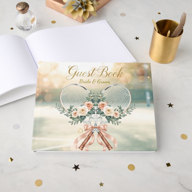 Visitas Livro de Registro de Casamento de Tênis – Racket F (Frente aberta)