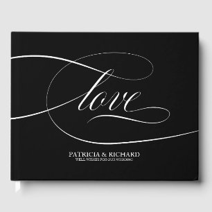 Visitas Livro de Registro de Casamento Elegante Preto e Br
