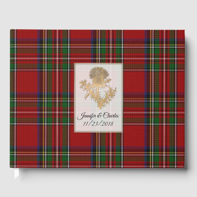 Visitas Livro de Registro de Casamento Royal Stewart Plaid (Frente)