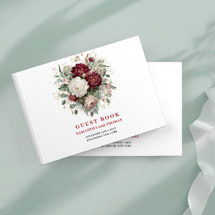 Visitas Livro de Registro de Convidados Marsala Floral Euc