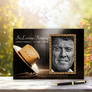 Visitas Livro de Registro de Funeral Memorial Cowboy Rústi