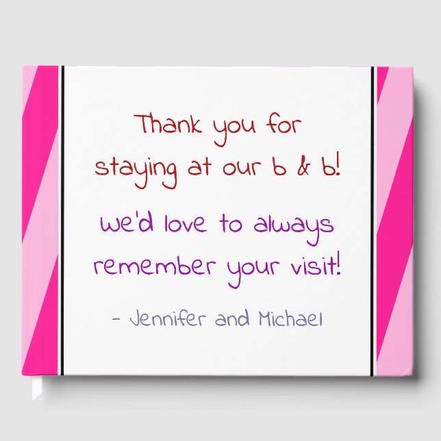 Visitas Livro de Visitantes B-&B, em estilhaço rosa (Frente)