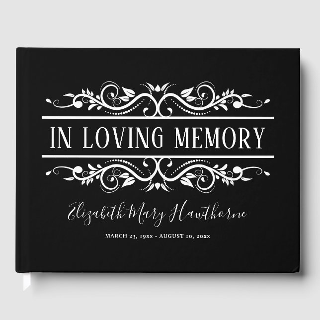 Visitas Livro Funeral Negro de Condolências | Memorial (Frente)