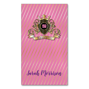 Visitas Magnético Cartão de negócios elegante com monograma dourado