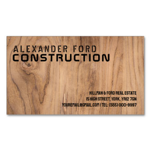 Visitas Magnético Cartão de visita de Construção de Madeira Estencio