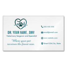Cartão de visita de ímã veterinário personalizado