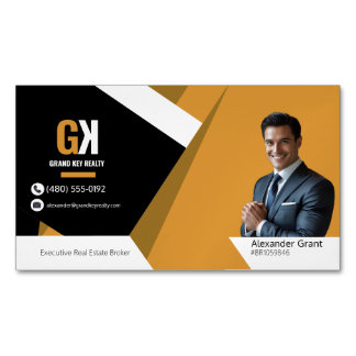 Visitas Magnético Cartão de Visita de Imóveis Black & Gold Real Esta