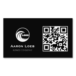 Visitas Magnético Cartão de Visita Ímã com Design Moderno Preto e QR