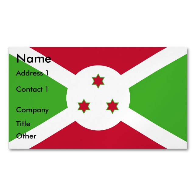 Visitas Magnético Cartão de visita Magnet com bandeira do Burundi (Frente)