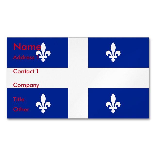 Visitas Magnético Cartão de visita Magnet com Bandeira do Quebec (Frente)