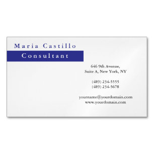 Visitas Magnético Cartão de visita minimalista azul Elegante moderno