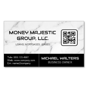 Visitas Magnético Fundo Marble   Cartão de visita de código QR