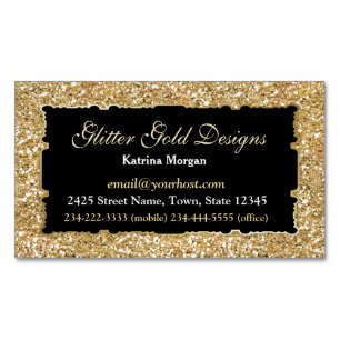 Visitas Magnético Glitter Dourado Elegância Magnética Cartão de visi