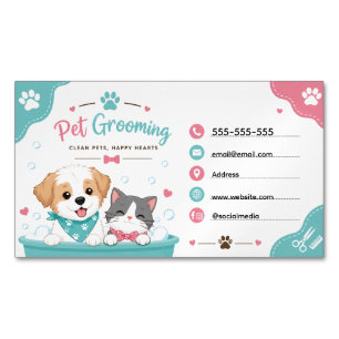 Visitas Magnético Ímã de cartão de visita para Pet Grooming Fofo