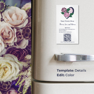 Visitas Magnético 🌷 Roxo Blooms Florist Cartão de visita Magnet