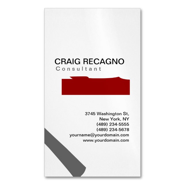 Visitas Magnético Tendência Artística - Cartão de visita branco-pret (Frente Vertical)