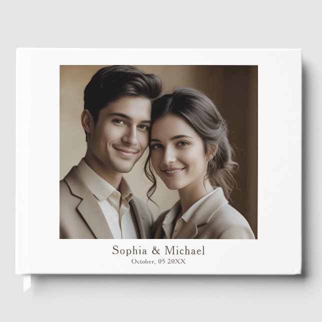 Visitas Modelo do Livro de Convidado de Casamento de Foto  (Frente)