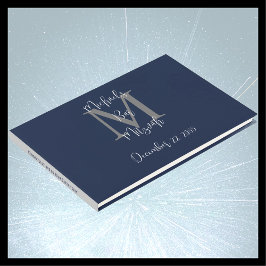 Visitas Monograma de Bar Mitzvah Azul Cinza Branco Livro d