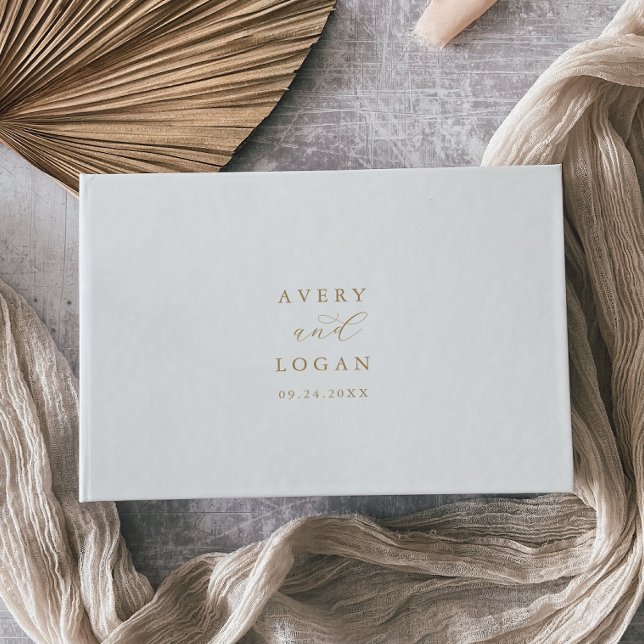 Visitas Monograma de Script Dourado Elegante Livro de Conv (Criador carregado)