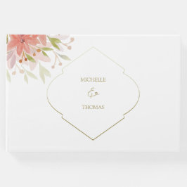 Visitas Monograma Elegante Flores de Aquarela Livro de Con