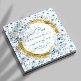 Visitas Na moda Light Blue Glitter Dourado Livro de Convid