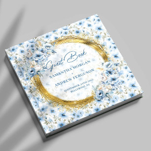 Visitas Na moda Light Blue Glitter Dourado Livro de Convid