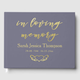 Visitas No Adoro Memória Roxa e Dourado Livro de Condolênc