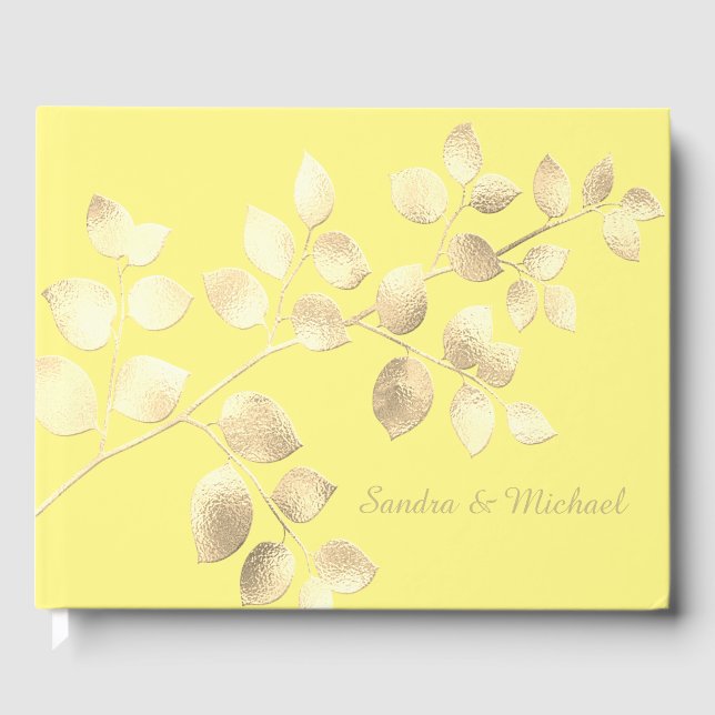 Visitas Ouro amarelo romântico deixa livro de convidados d (Frente)