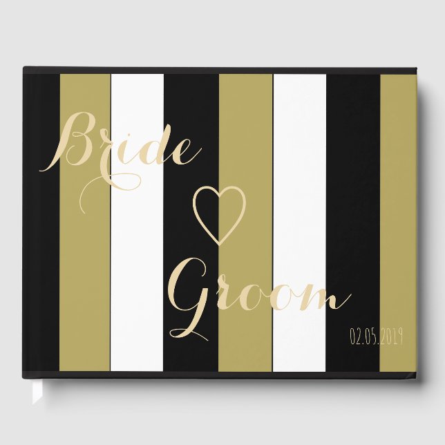 Visitas Padrão Dourado de Stripes Brancas Pretas do Livro  (Frente)