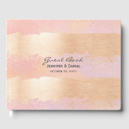 Visitas Pincel rosa e Dourado pincelada Livro de Convidado