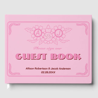Visitas Pink Bright e ousado Livro de Convidados de Casame