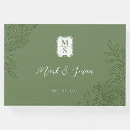 Visitas Ranunculus Line Art Monogramas Livro de Convidados