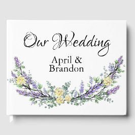 Visitas Rosa Amarela lavanda e Livro de Convidados Eucalyp