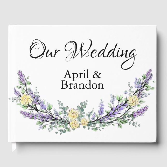 Visitas Rosa Amarela lavanda e Livro de Convidados Eucalyp (Frente)