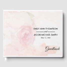 Visitas Rosa de Blush de Aquarela | Livro de Convidados de