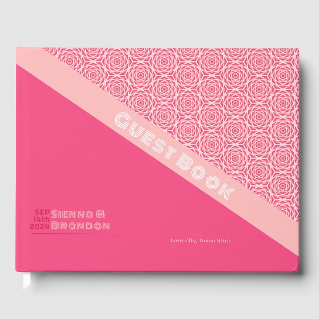 Visitas Rosas Geométricos Livro de Convidados de Casamento (Frente)