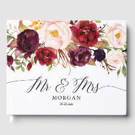 Visitas Rustic Burgundy Marsala Livro de Convidados