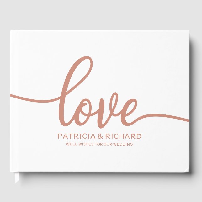 Visitas Script Chic Dourado Rosa do Livro de Convidado de  (Frente)