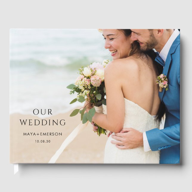 Visitas Simples Monograma Foto do Livro de Convidados (Frente)