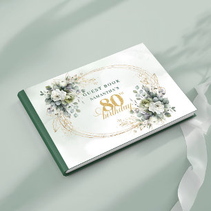 Visitas Sinal de Livro de Aniversário de 80 Anos Verde e B