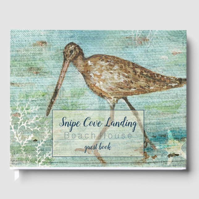 Visitas Snipe Shorebird Painting Beach House Livro de Conv (Frente)