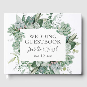 Visitas Succulent Greenery   Livro de Convidados de Casame